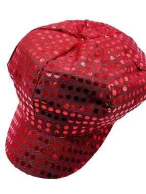 Red Sequin Dot Newsboy Cap